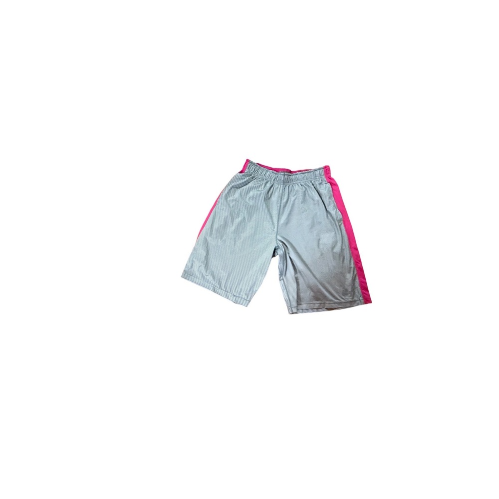 Nike Dri-FIT Basketball Shorts Mens M Grey Pink Striped Athletic Gym. No string